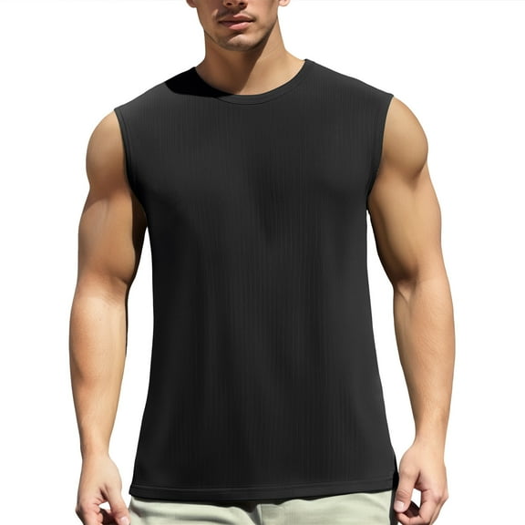 Men's Summer Ice Silk Tank Top Breathable Mesh Athletic Undershirt Comfortable Muscle Fit Sports Leisure Shirt Mens Basic Tee Shirts Summer Vintage T Shirts