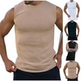 thumbnail image 1 of Men's Summer Knitted Vertical Stripe Fitness Sports Round Neck Tank Top Sleeveless Loose Fit Shirt Men's Tank Tops Muscle Gym Tank Top, 1 of 6