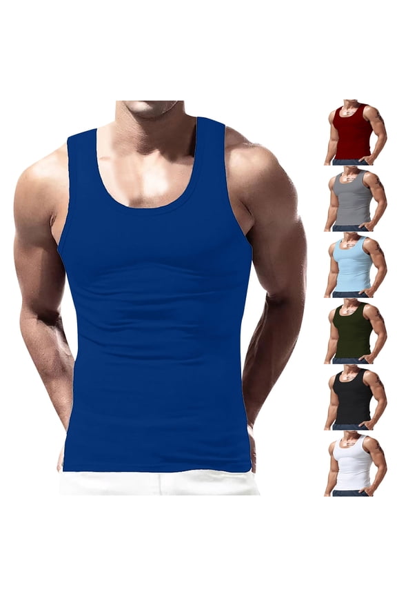 Men's Summer Knitted Vertical Stripe Tank Top Muscle Fit Round Neck Singlet for Fitness Sports Gym Workout Casual Streetwear Essential | AESTIVO,White 2XL