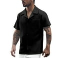thumbnail image 1 of Men's Summer Lapel Short Sleeve Button Down Shirt - Solid Color Casual Fashion - Polyester Breathable Lightweight - S-XXXXXL Sizes, 1 of 7