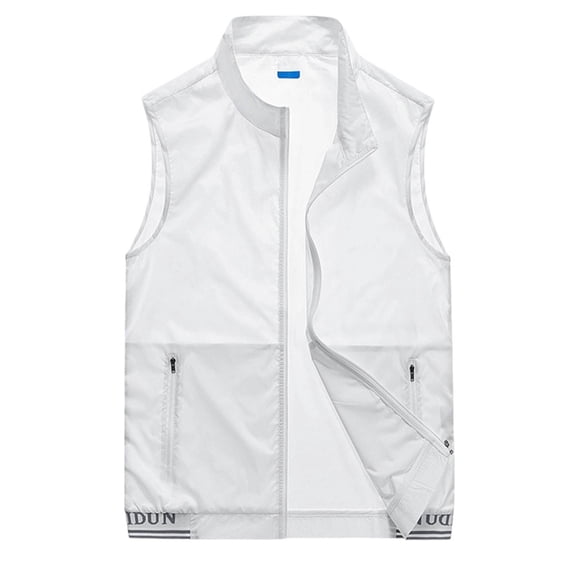 Men's Summer Lightweight Quick Dry Softshell Vest Windproof Waterproof Sleeveless Jacket for Travel Hiking Running Golf Big and Tall Size 4XL White