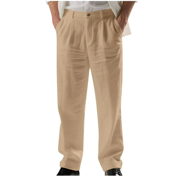 Men's Summer Lightweight Trousers Business Casual Straight Pants for Beach Party Wedding Golf