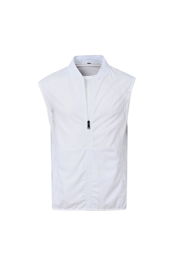 Men's Summer Mesh See Through Zip Vest Casual Lightweight Breathable Fishing Cycling Travel Sleeveless Jackets