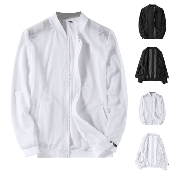 Men's Summer Mesh Sun Protection Long Sleeve Shirt Tops UPF 50+ Outdoor Fishing Hiking Quick Dry Breathable Moisture Wicking Casual Travel Lightweight Jacket | JASKFLY,Black L
