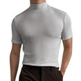 thumbnail image 1 of Men's Summer Mock Turtleneck T Shirt Solid High Collar Short Sleeve Tops Basic Slim Undershirt Tees, 1 of 4