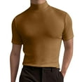 thumbnail image 1 of Men's Summer Mock Turtleneck T Shirt Solid High Collar Short Sleeve Tops Basic Slim Undershirt Tees, 1 of 4