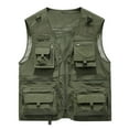 thumbnail image 1 of Men's Summer Multi-Pocket Vest Lightweight Breathable Quick Dry Fishing Hiking Travel Vest with Many Pockets Utility Waistcoat Photographer Clothing Army Green XL, 1 of 3