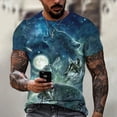 thumbnail image 1 of Men's Summer New Animal Wolf T-shirt 3D Printed Large Classic Retro Short Sleeved Top Harajuku Men's Clothing T-shirt, 1 of 6