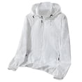 thumbnail image 1 of Men's Summer New Lightweight Jackets Unisex Sun Protection Hooded Coat Long Sleeve Sports Outdoor Hiking Zipper Coats with Pockets White M, 1 of 9