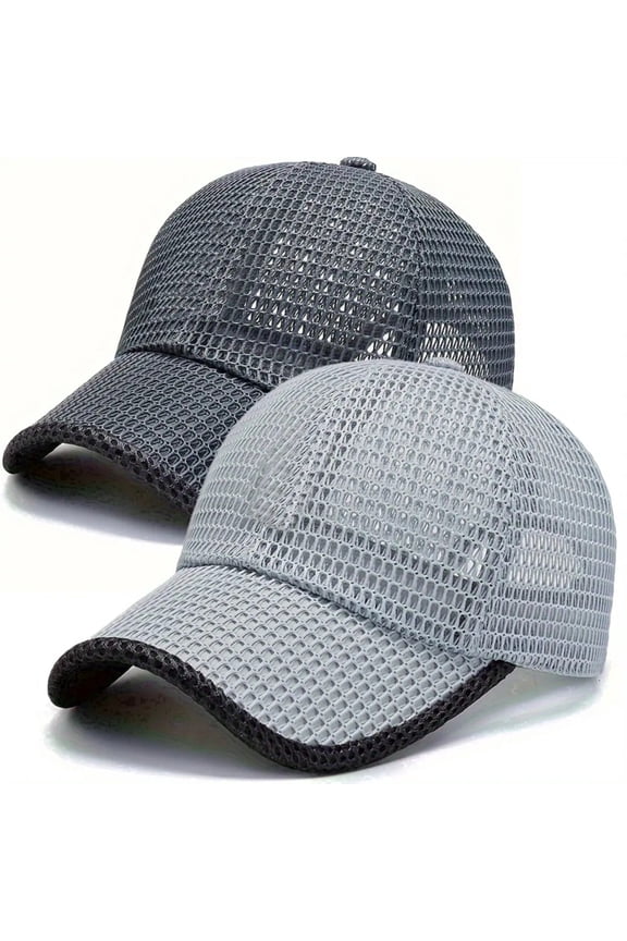 Mesh Baseball Caps for Men Women, Leisure Sunscreen Fishing Breathable Hat Duck Tongue for Summer Outdoor Daily Casual Wear, 2pcs