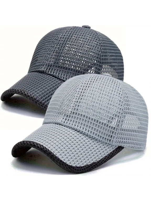 Mesh Baseball Caps for Men Women, Leisure Sunscreen Fishing Breathable Hat Duck Tongue for Summer Outdoor Daily Casual Wear, 2pcs