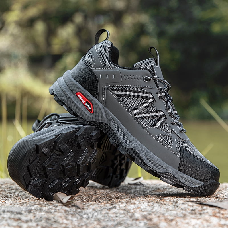 Men’s Summer Outdoor Trail Hiking Shoes Breathable Mesh Anti Slip Wear Resistant Comfortable Lightweight Mountain Sneakers Durable Cushioned Footwear for Camping Adventure