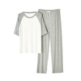 thumbnail image 1 of Men's Summer Pajamas Set Pullover Short Sleeve Raglan Tshirt with Comfy Pants 2 Piece Lounge Sleepwear with Pockets, 1 of 7