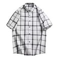 thumbnail image 1 of Men's Summer Plaid Short Sleeve Shirt Vintage Pattern 61.9% Polyester 32.8% Cotton 5.3% Viscose Multiple Occasions Multiple Sizes, 1 of 8