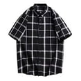 thumbnail image 1 of Men's Summer Plaid Short Sleeve Shirt Vintage Pattern 61.9% Polyester 32.8% Cotton 5.3% Viscose Multiple Occasions Multiple Sizes, 1 of 3