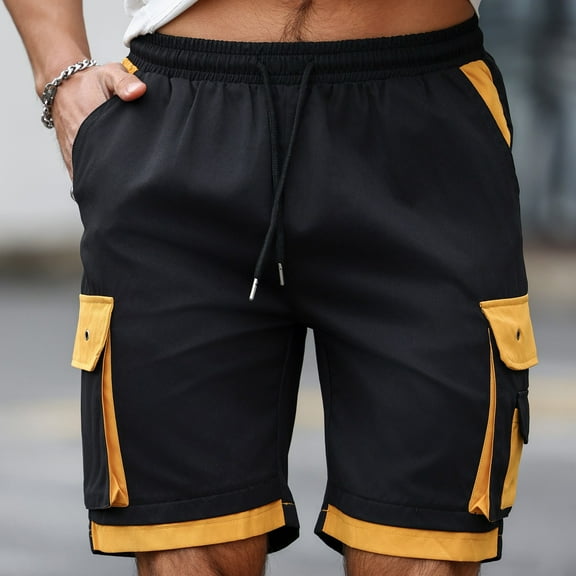 Men's Summer Plus Size Short Pants Summer Fashion Size XXL Elastic Waist Color Block Athletic Casual Pants Multi Pocket Loose Knee Multi Pocket Length Workwear Sport Cargo Shorts