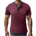 thumbnail image 1 of Men's Summer Polo Shirts Short Sleeve Cotton Casual Henley T-Shirts Button Raglan Sleeve Tees, 1 of 6