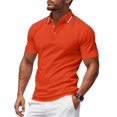thumbnail image 1 of Men's Summer Polo Shirts Short Sleeve Solid Color Basic Golf Work Collared Shirts, L, 1 of 5