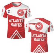 GFDGN Men's Summer Polyester Cotton Breathable Lightweight Short Sleeve All Over Print Draft Big & Tall T-Shirt NBA Jersey - Atlanta - Hawks