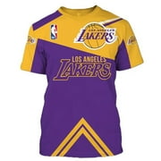 GFDGN Men's Summer Polyester Cotton Breathable Lightweight Short Sleeve All Over Print Draft Big & Tall T-Shirt NBA Jersey - Los Angeles - Lakers