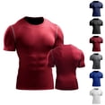 thumbnail image 1 of Men's Summer Quick Dry Polyester Performance T-Shirt Short Sleeve Crewneck Moisture Wicking Breathable Slim Fit Sports Gym Workout Training Base Top Casual Athletic Wear Outdoor, 1 of 7