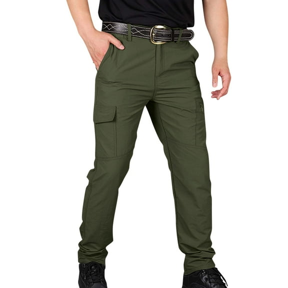 Men's Summer Quick-Dry Waterproof Work Pants with Plus Size Fit for Hiking, Outdoor Sports, and Casual Adventures (Lightweight & Durable),Green 2XL