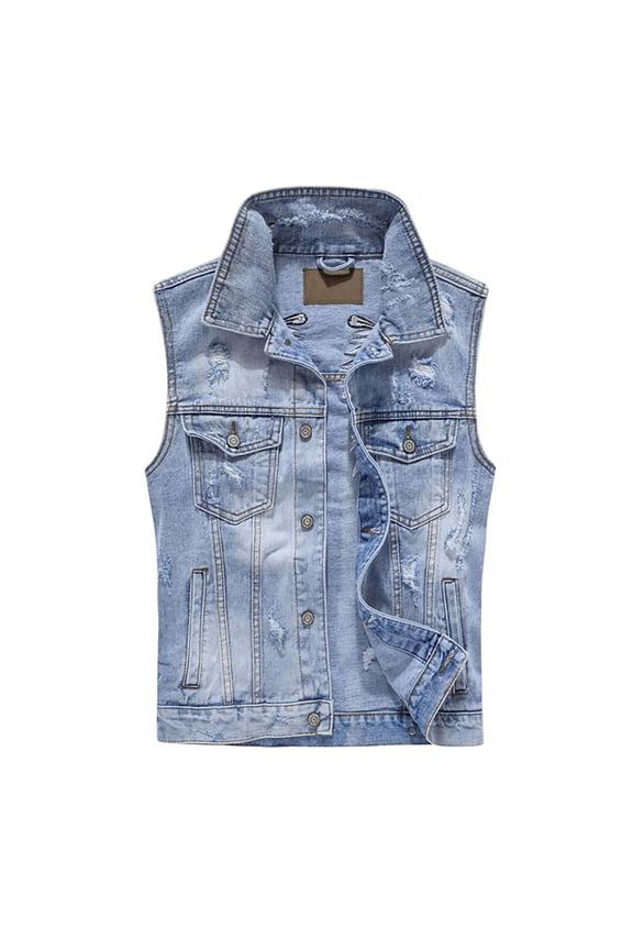 Men's Summer Retro Style Hole Breaking Button Lapel Outdoor Casual Style puffer jacket men