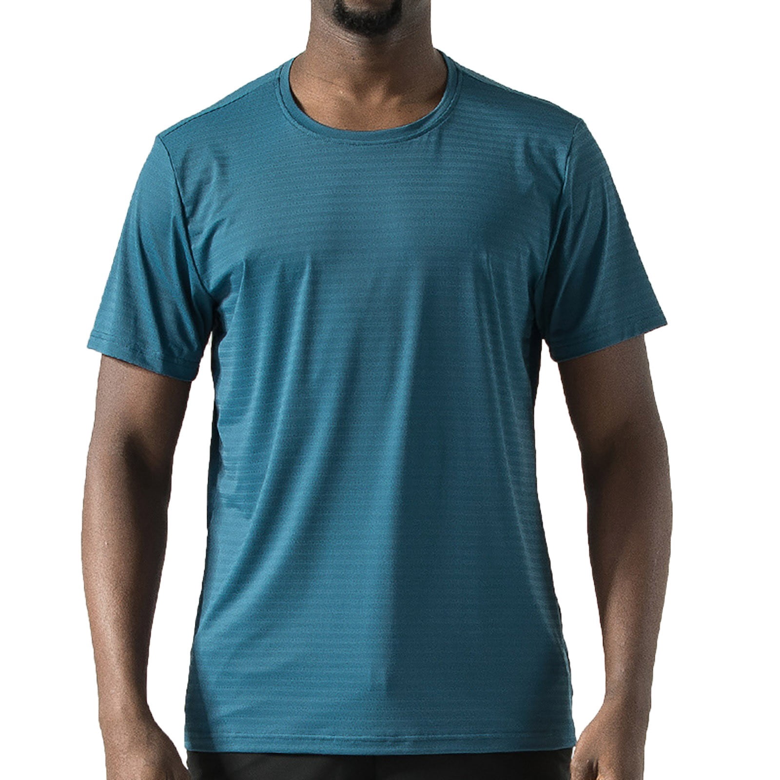 Men's Summer Round Neck Short Sleeve Ice Silk High Elastic Sports Quick Dry Breathable Slim Fit