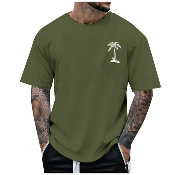 Men's Summer Shirt 2024 Short Sleeved Coconut Tree Print Men's T Shirt Mens Graphic T Shirts Men T Shirts Graphic Tall Size T Shirts for Men Tee Shirts for Men Pack T Shirts for Men 6xl T Shirts for