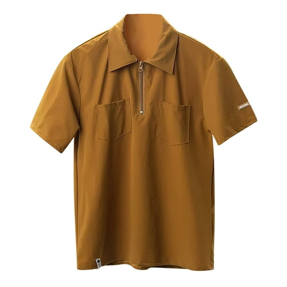 Men's Summer Shirt Lapel Design Short Sleeve Double Pocket Zipper Casual Comfortable Breathable Stylish Outdoor Sports Men's Tops T-Shirt Casual Crew Neck Loose