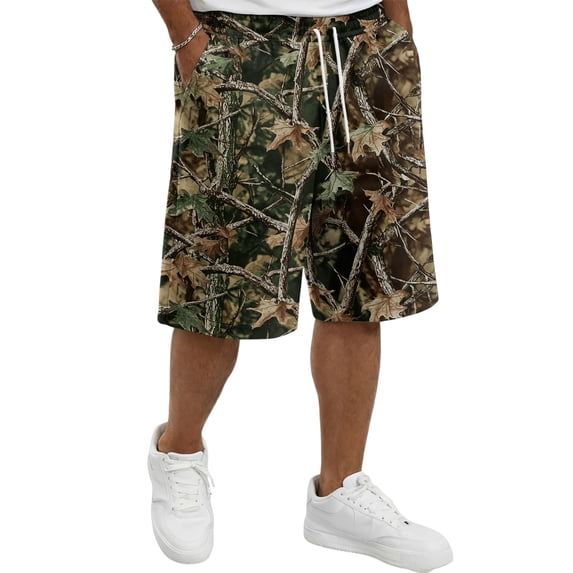 Men's Summer Short Jogging Bottoms Drawstring Camo Sports Shorts Bermuda Shorts with Pocket Fitness Outdoor Cycling Hiking