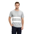 thumbnail image 1 of Men's Summer Short Sleeve Crew Neck High Visibility Reflective Breathable Safety T-Shirt Breathable Quick Dry Top Gray M, 1 of 5
