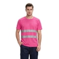 thumbnail image 1 of Men's Summer Short Sleeve Crew Neck High Visibility Reflective Breathable Safety T-Shirt Breathable Quick Dry Top Pink 4XL, 1 of 5