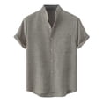 thumbnail image 1 of Men's Summer Short Sleeve Shirt - Stand Up Collar, Pocket Detail, Polyester, Casual/Sport, US Sizes S-XXXL, All Season Wear, 1 of 2