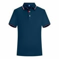thumbnail image 1 of Men's Summer Short Sleeve Striped Color Block Polo Shirt, 1 of 9