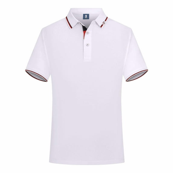 Men's Summer Short Sleeve Striped Color Block Polo Shirt