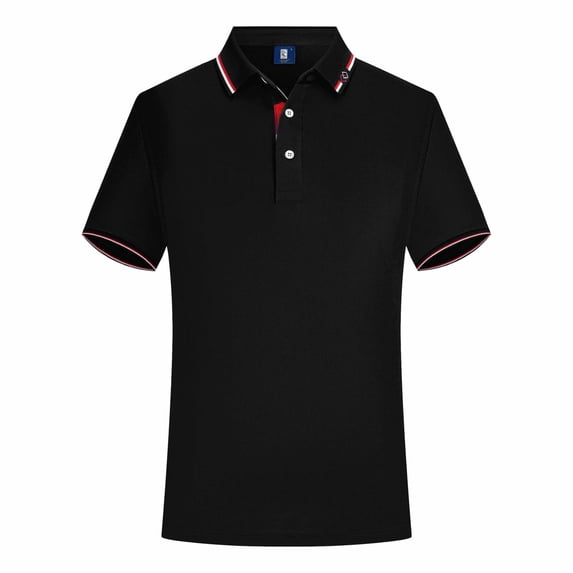 Men's Summer Short Sleeve Striped Color Block Polo Shirt