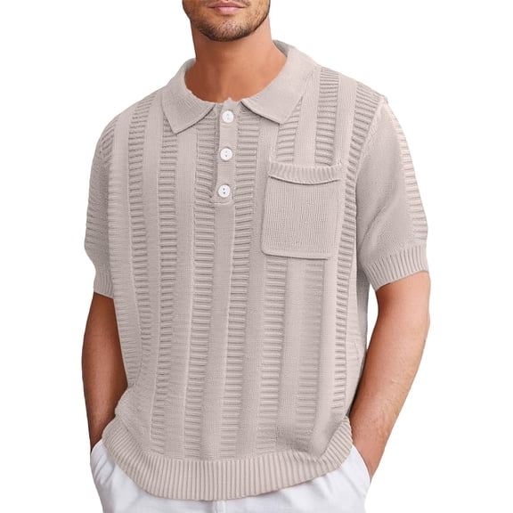 Men's Summer Short Sleeve V Neck Hollow Knit Shirt, Casual and Breathable, Made of Polyester, Wicking Properties, Multiple Sizes, Machine/Hand Wash