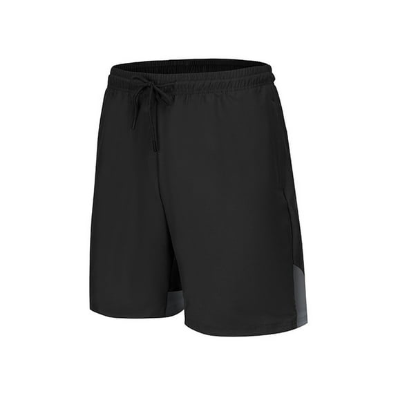 Men's Summer Shorts Color Block Elastic Waist Drawstring Loose Comfy Sports Shorts with Pocket Black 2XL