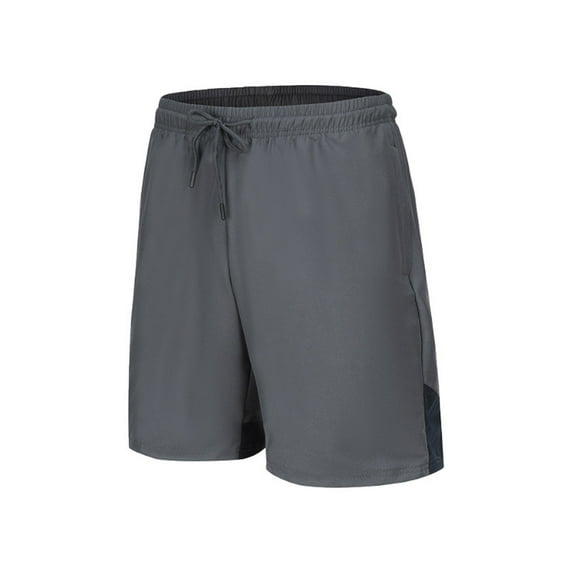 Men's Summer Shorts Color Block Elastic Waist Drawstring Loose Comfy Sports Shorts with Pocket Gray 4XL