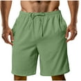 thumbnail image 1 of Men's Summer Shorts with Pockets 7" Running Athletic Workout Gym Beach Casual Drawstring Light Shorts, Green S, 1 of 7