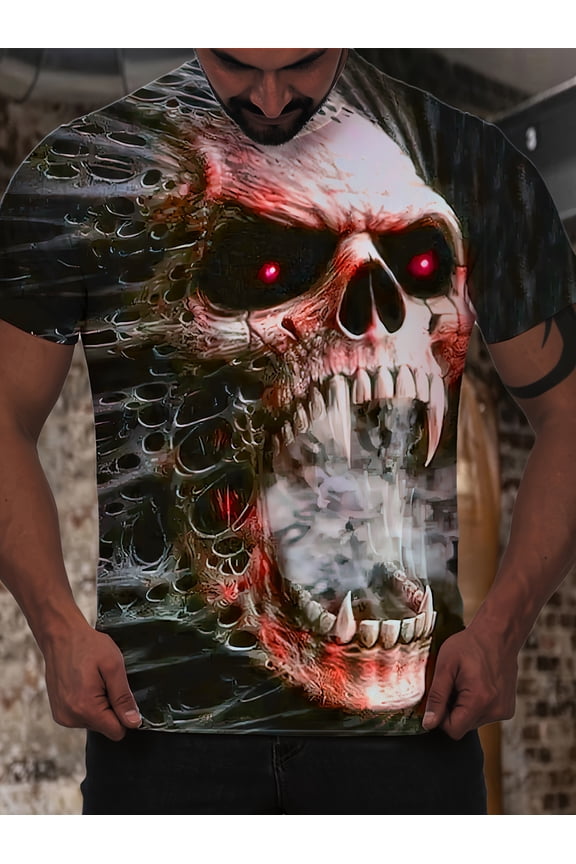 Men's Summer Skull Creative 3D Digital Printing T-Shirt