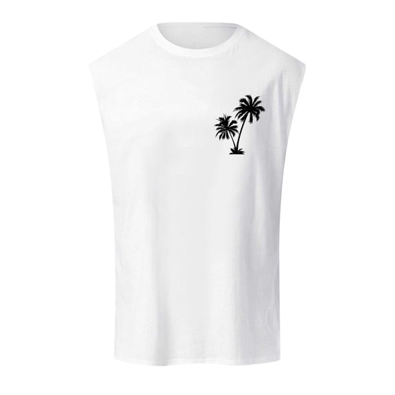 Men's Summer Sleeveless Coconut Pattern Vest - Minimalist Style, Polyester Spandex, Easy to Collocate
