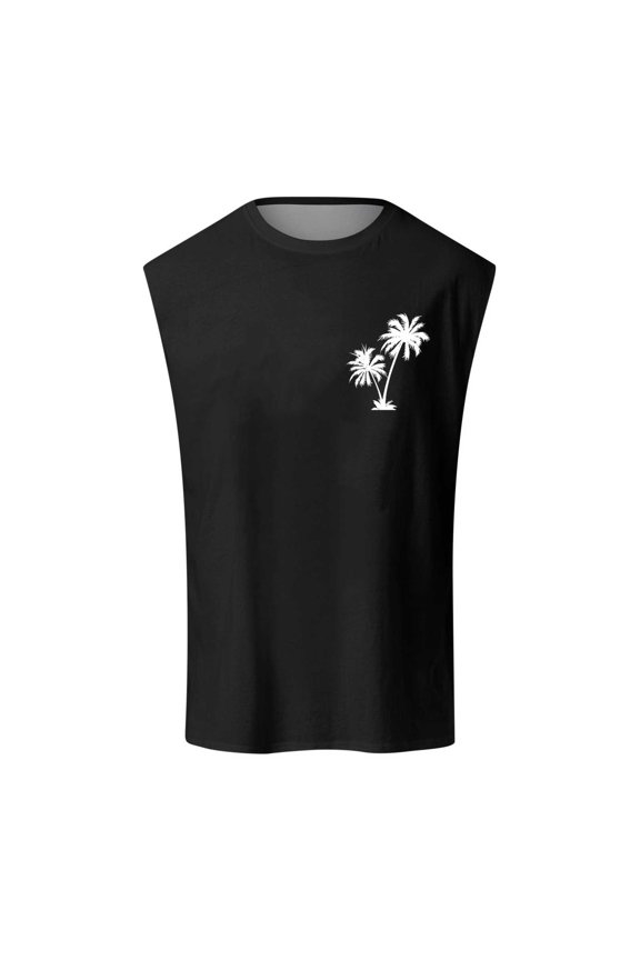 Men's Summer Sleeveless Coconut Pattern Vest - Minimalist Style, Polyester Spandex, Easy to Collocate