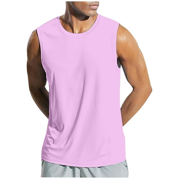Men's Summer Sleeveless Vest Casual Solid Color T Shirt Top Breathable Lightweight Comfortable Athletic Workout Tank Men's Tops T-Shirt Casual Crew Neck Loose