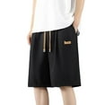 thumbnail image 1 of Men's Summer Slim Buckle Shorts Solid Color Casual Cargo Short Classic Linens Button Straight Short Pants, 1 of 3