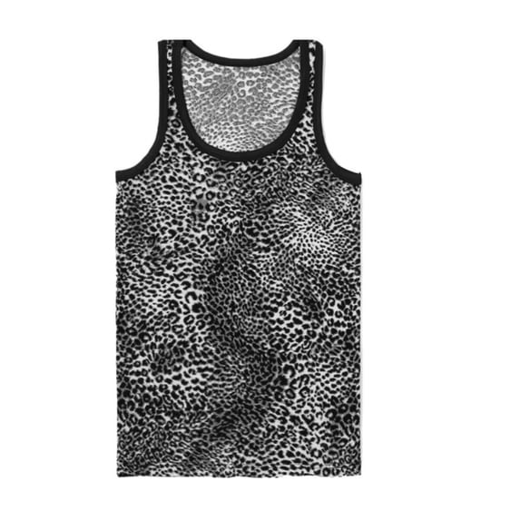 Men's Summer Slim Fit Classic Leopard Print Tank Top Elastic Sleeveless Workout Shirt Gym Fitness Clothes