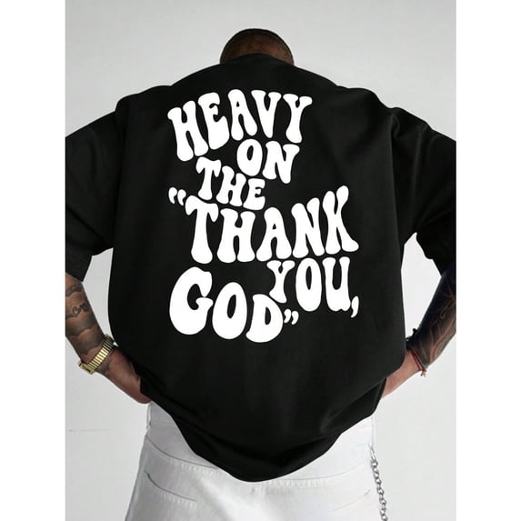 Men's Summer Slogan Print Round Neck Casual Commuter T-Shirt, Emo, 2000s Style