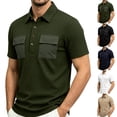 thumbnail image 1 of Men's Summer Solid Casual Shirt Tops Turndown Collar Short Sleeve Loose Fit Multi-Pocket Button Down Polyester Blend Breathable Quick Dry Fishing Hiking Workout Beach Vacation, 1 of 9