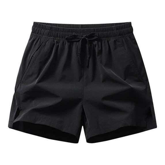Men's Summer Solid Color Casual Comfortable Drawstring Pocket Elastic Waist Shorts